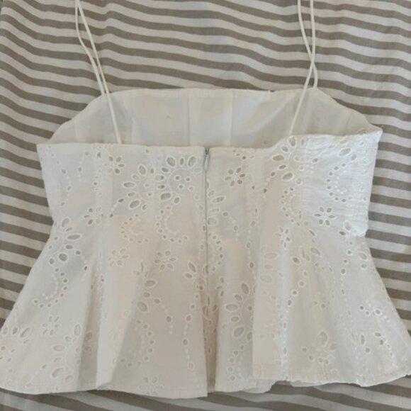 Zara Eyelet Peplum Babydoll Top S - Picture 2 of 4